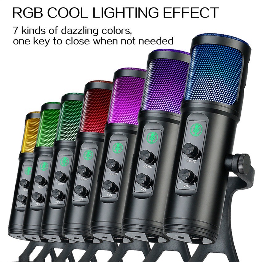 MIC USB thu âm chuyên nghiệp Livestream kèm đèn RGB chất lượng cao ZX-776