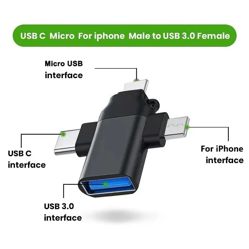 OTG đa năng ( Micro + Lighning + Type C ra USB ) 